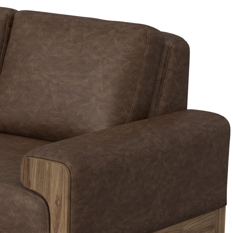 Canapé Caisy, coussins en mousse, bois massif, Mélange de polyester brun chocolat, H 38 po x l 69,25 po x P 39,5 po
