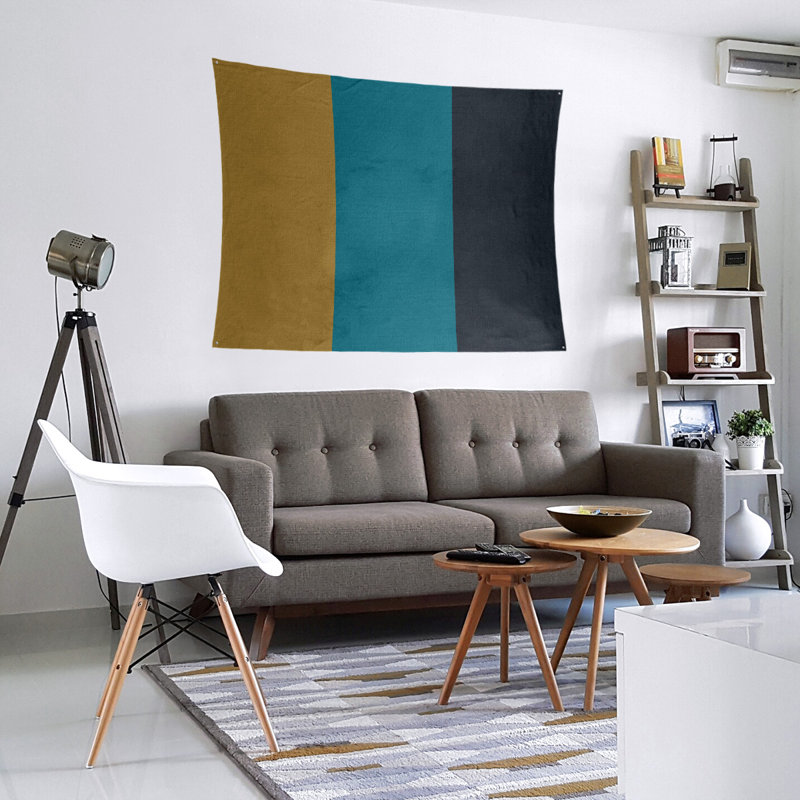 Tapisserie en polyester Jacksonville, H 27,5 po x l 37,5 po, Jaune / turquoise / noir