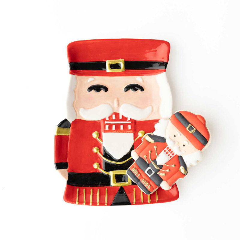 White Nutcracker Dish, Red