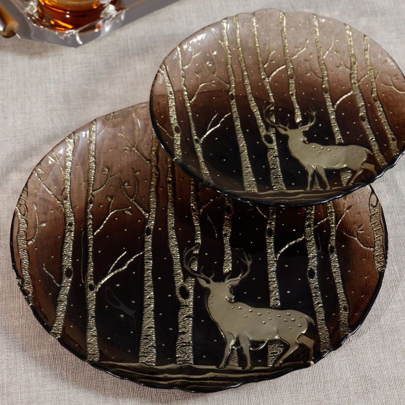 Ensemble de 6 assiettes en verre Konya, Taupe
