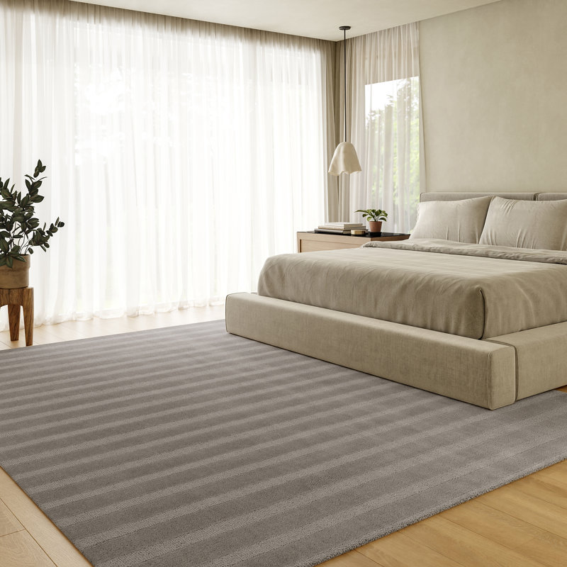 Tapis rayé en laine Visserie, Rectangle 9 pi 6 po x 13 pi 6 po