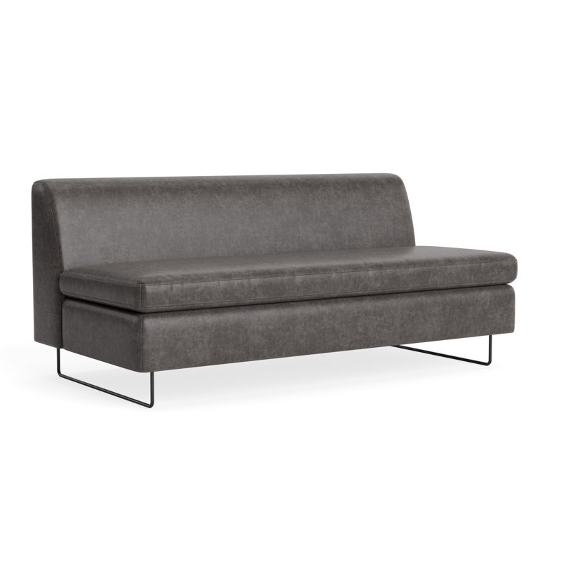 MTO - Clyde 67" Sofa w/ Black Legs, Slate Leather