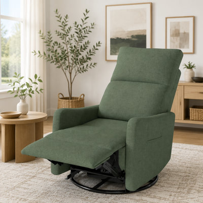 Manual Swivel Rocker Recliner Chair with 360° Rotation and Overstuffed Cushion