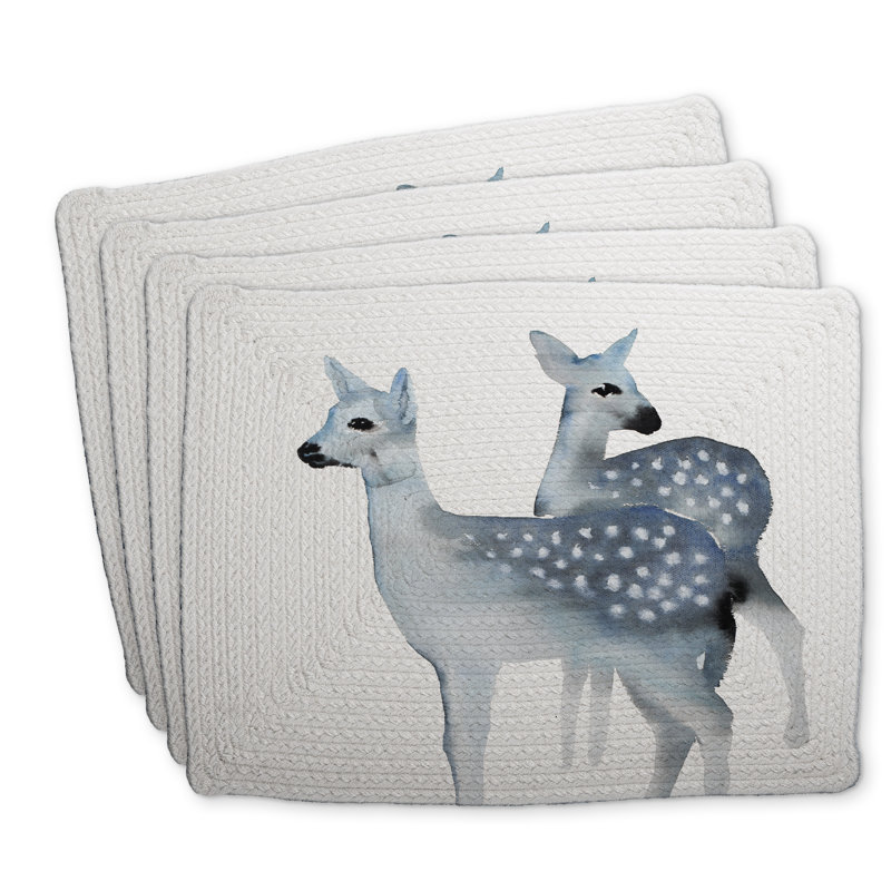 Napperons en polyester tressé bleu fauve | Ensemble de 4 décorations pour la maison
