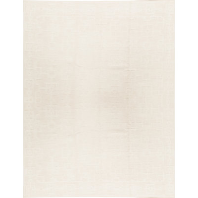 Wool Geometric Area Rug in Cream