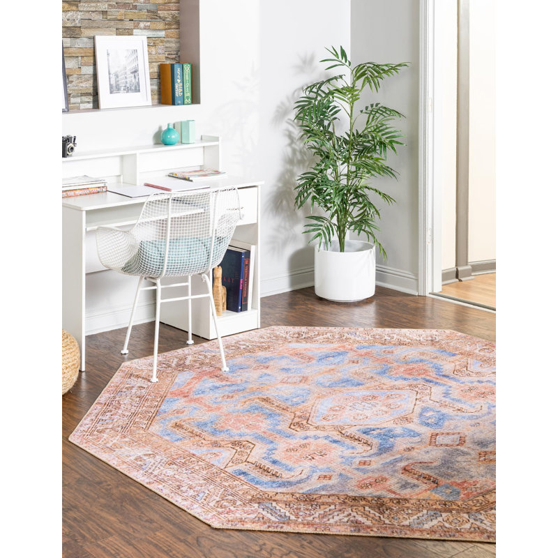 Bernabe Chenille Geometric Indoor Rug, Octagon 7'6" x 7'6"