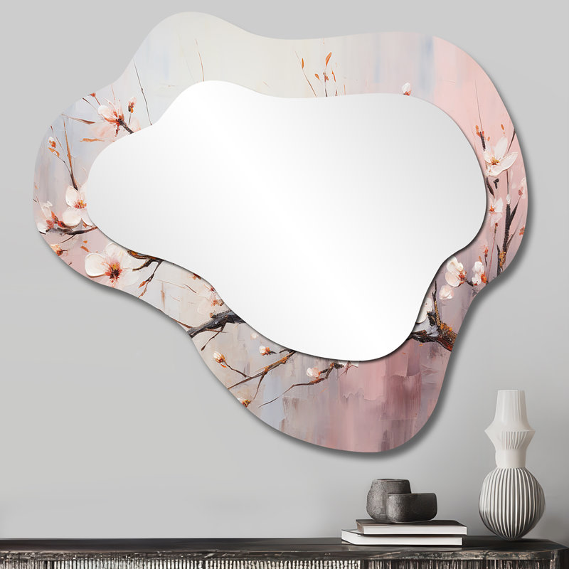 Miroir mural asymétrique rose et blanc Krogman, 25 po x 28 po