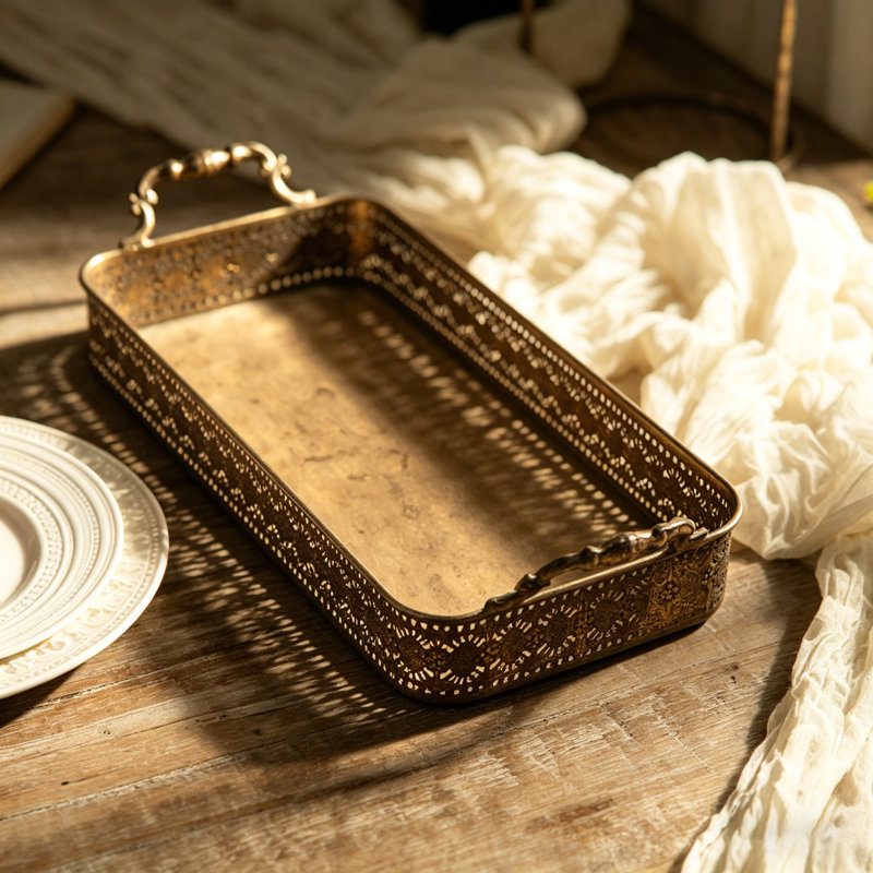 Ensemble de 2 plateaux rectangulaires décoratifs de table Farmhouse