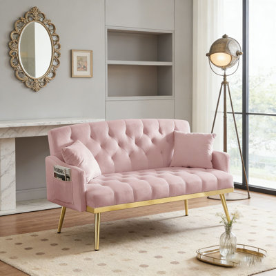 Velvet  Sofa with Gold Metal Legs