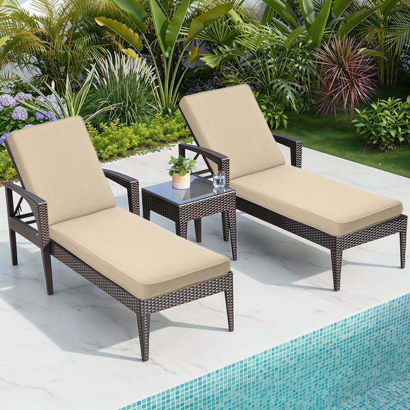 Ensemble de 2 coussins de chaise longue d'extérieur avec attaches Aoodor, Brun