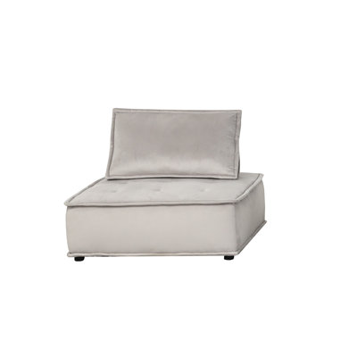 Gray Velvet Armless Lounge Chair 40" With 2" Leg Height, Removable Back Cushion Width, Cover