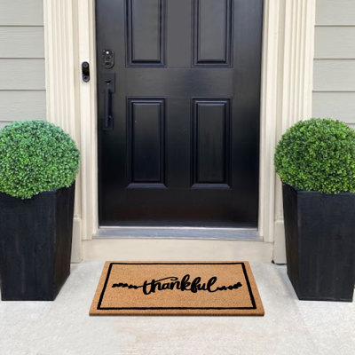 A1hc Natural Coir Flocked Doormat With Heavy Duty Non-slip Pvc Backing Easy To Clean, Fade Resistant, Pet Friendly Outdoor Welcome Mat, Low-profile Du