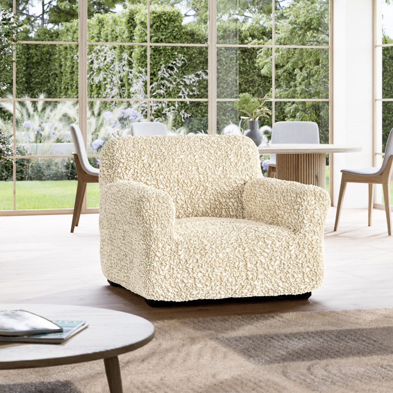 Housse extensible pour fauteuil - écologique et douce - Collection Fuco Cotton, Crème