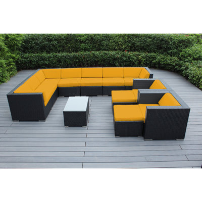 Konen Wicker 8 - Person Seating Group with Cushions - No Assembly
