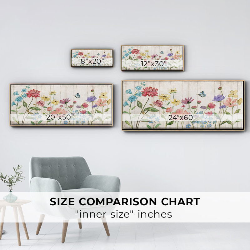Fleurs sauvages sur toile encadrée, H 12 po x l 30 po
