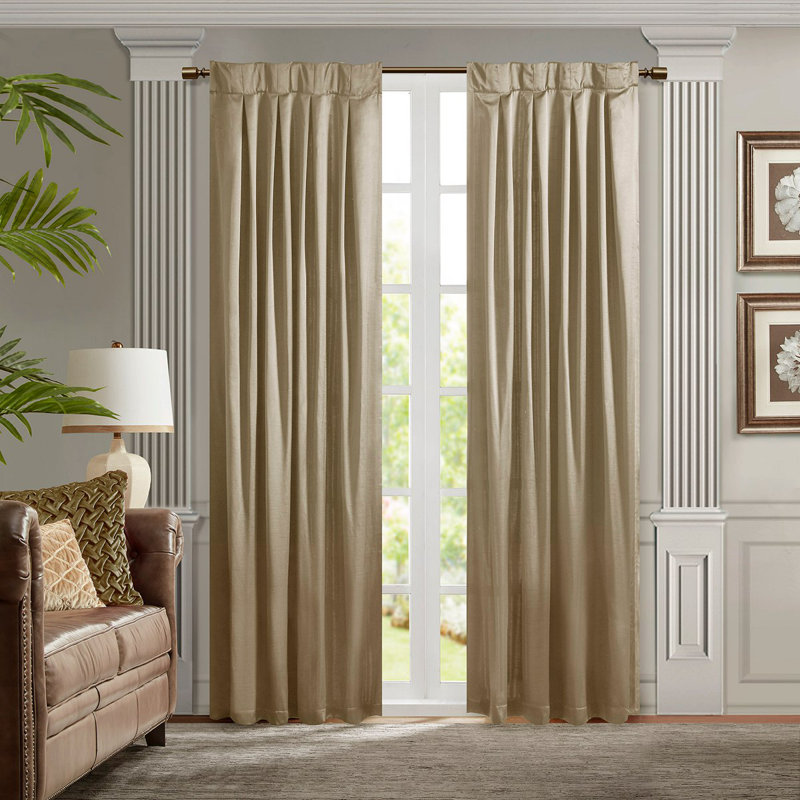 Pleat Curtain Panel With Tieback (Single) 52X84", Champagne, 52.03" W x 84.03" L