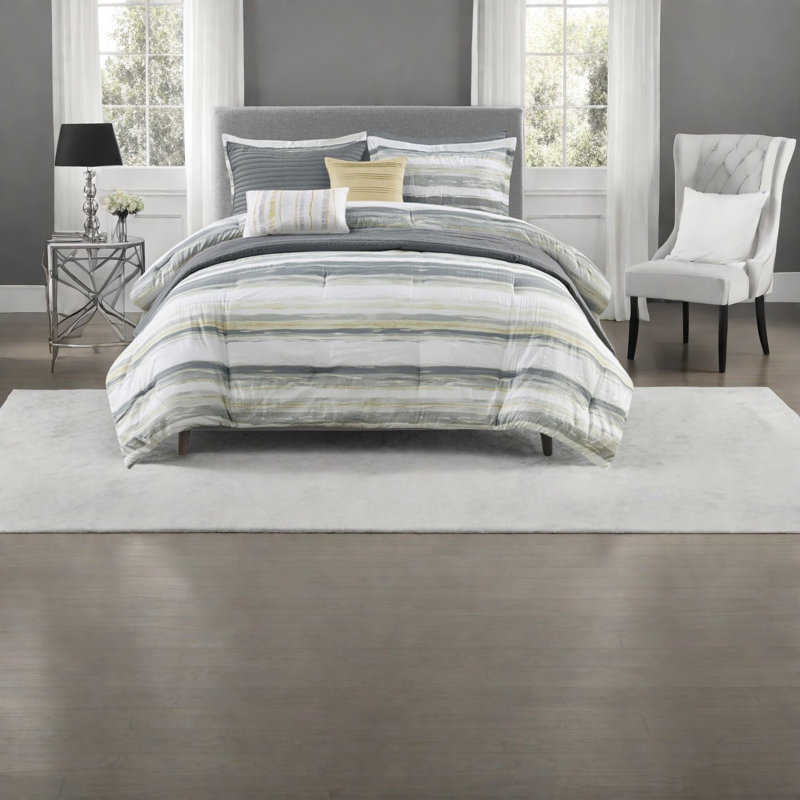 Premium Comforter Quilt Bedding Sets, Polyester Yellow, Serene Style For Home
