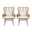 Escabeau contemporain avec coussins durables et structure en métal stable - Structure robuste en acier beige et brun