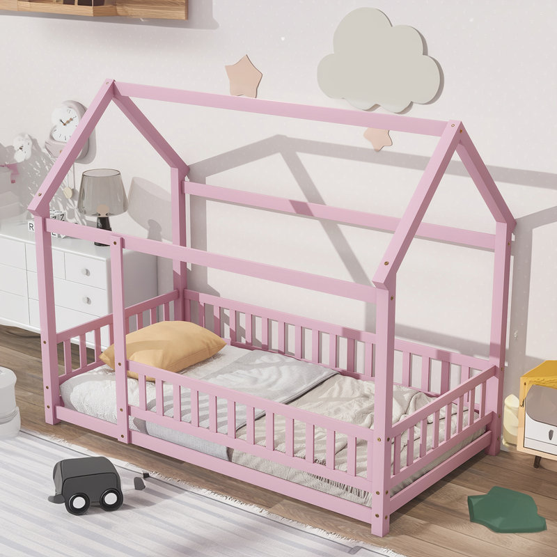 Structure de lit simple en bois, Rose, Simple