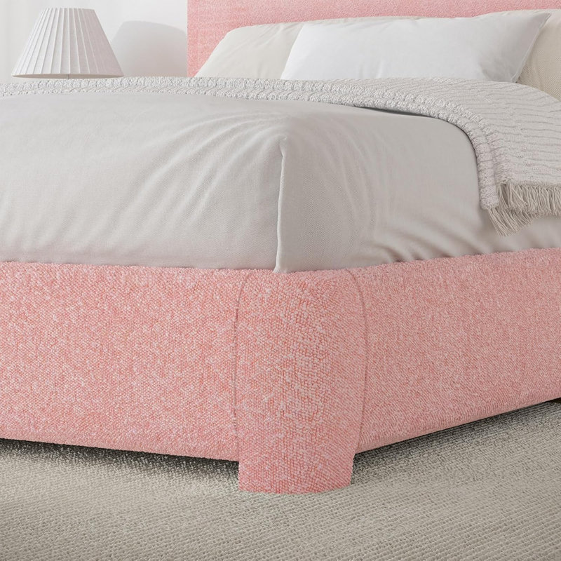 Cadre de lit, structure de lit plateforme tapissier avec tête de lit Boucle, style moderne