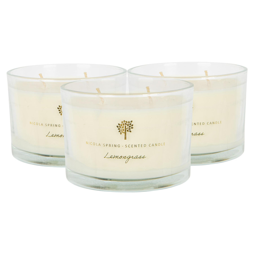 Nicola Spring - 3x Soy Wax Scented Candles - 350g - Lemongrass