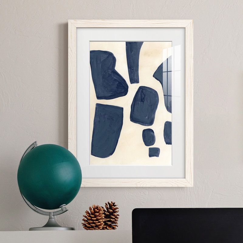 Pièces bleues I - Peinture encadrée, H 37,5 po x l 27,5 po x P 1 po, Cadre blanc