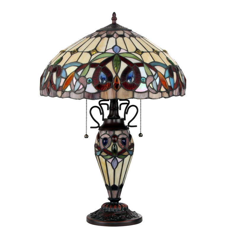 Howey Table Lamp, Beige/White/Red