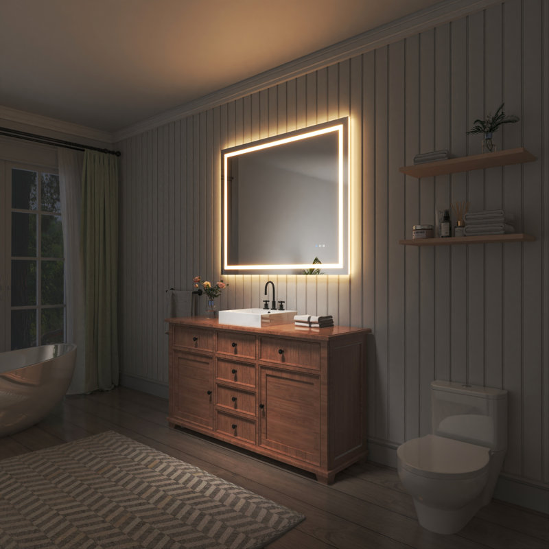 UL Certified Frameless LED Light Anti-Fog Wall Bathroom Vanity Mirror with Backlit & Frontlit, 40" x 48"