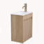 Ensemble de meuble-lavabo simple mural 16 po, lavabo en résine blanche avec porte à fermeture en douceur et tablette
