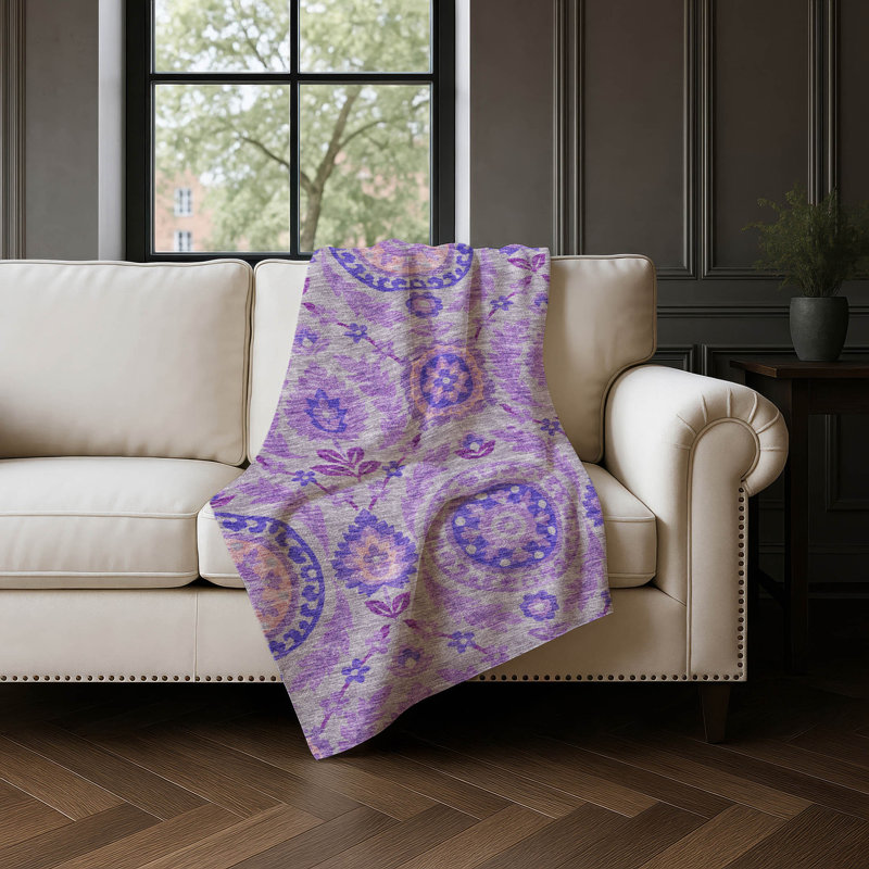 Jeté floral Sherpa ASB751 Addison, Lavande