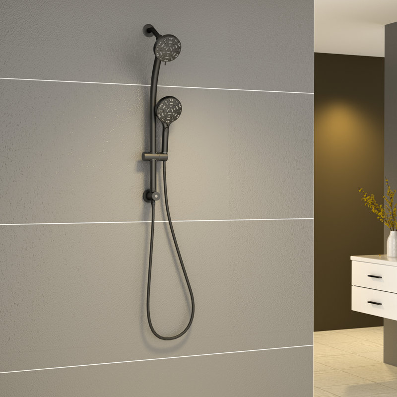 Pomme de douche ronde multifonctionnelle 4,7 po, Noir mat