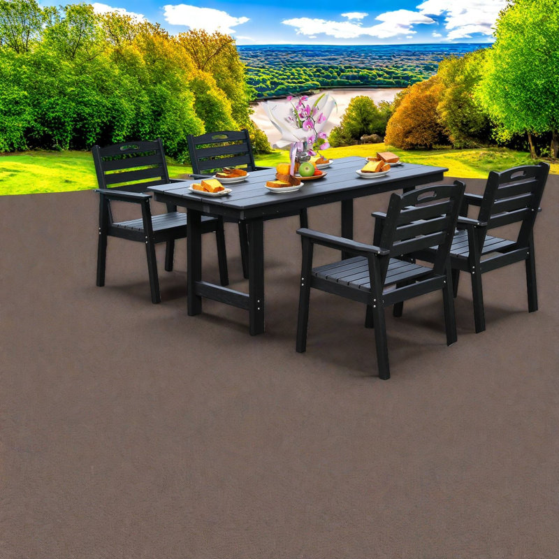 Ensemble de salle à manger de patio durable en Hdpe avec trou pour parasol, style moderne pour les jardins