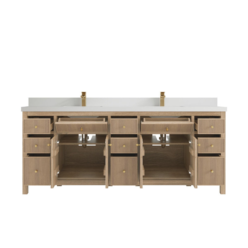 Teck Sonoma X P 22 po D Meuble-lavabo double en gris clair délavé avec 2 po Quartz blanc