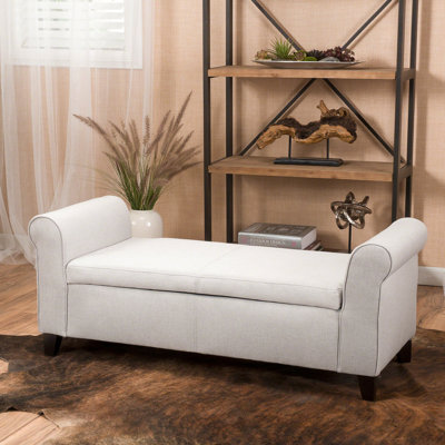 Élégant siège rembourré avec compartiment de rangement, gris, pour petits espaces, accoudoirs roulés, mobilier moderne gris compact