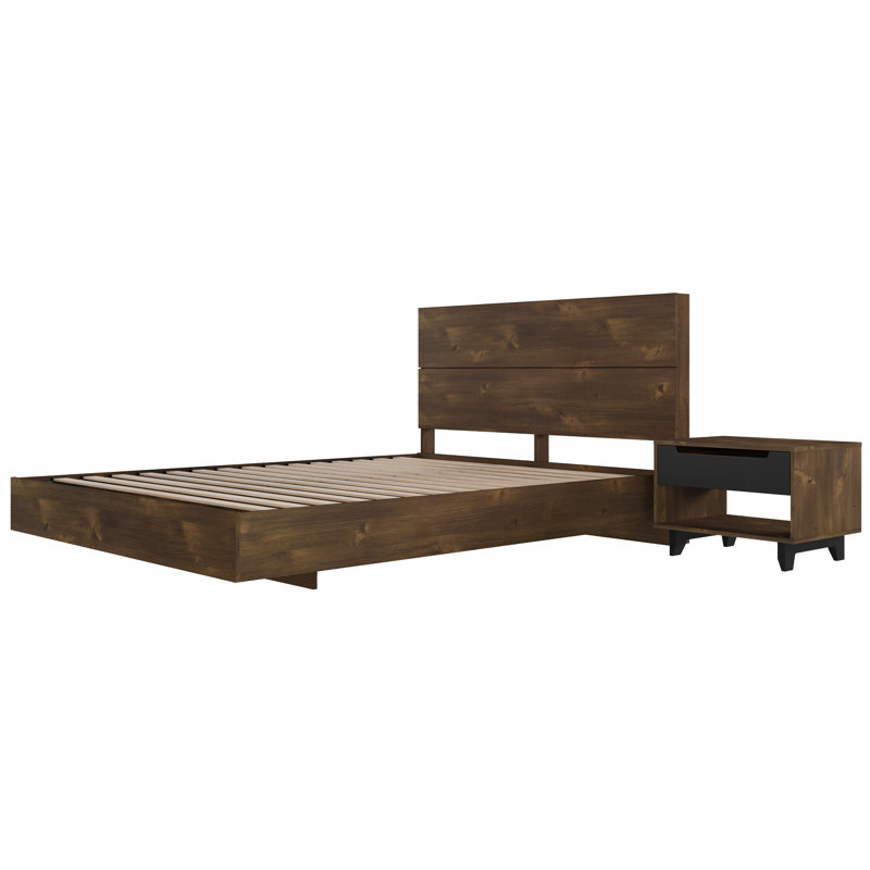 Elnaz 2-Piece Floating Platform Bedroom Set, Brown/Grey, Queen
