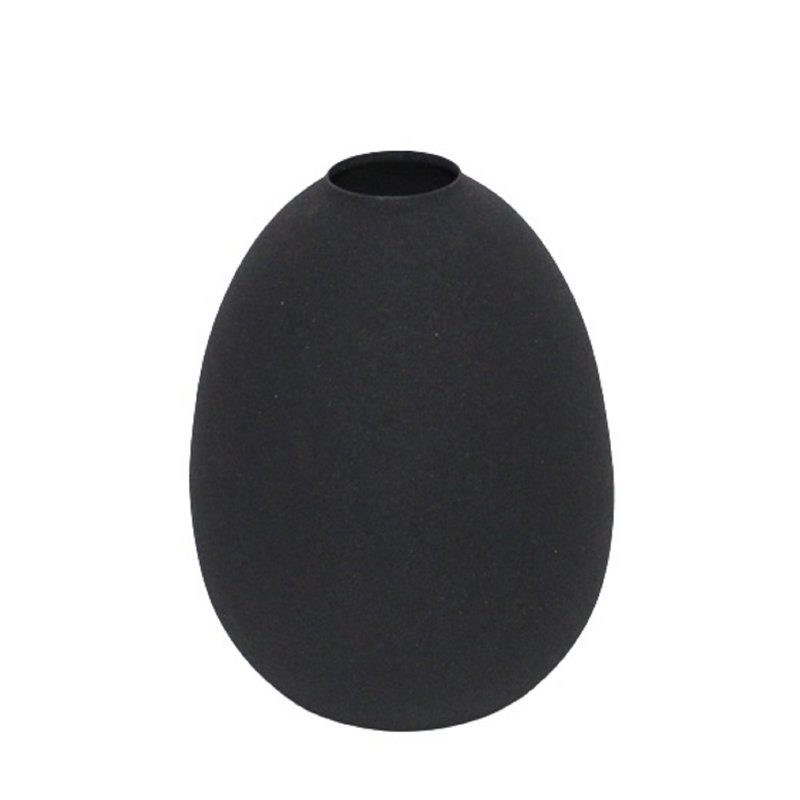 Jenny Aluminum Table Vase, 6.25" H x 5" W x 5" D, Black