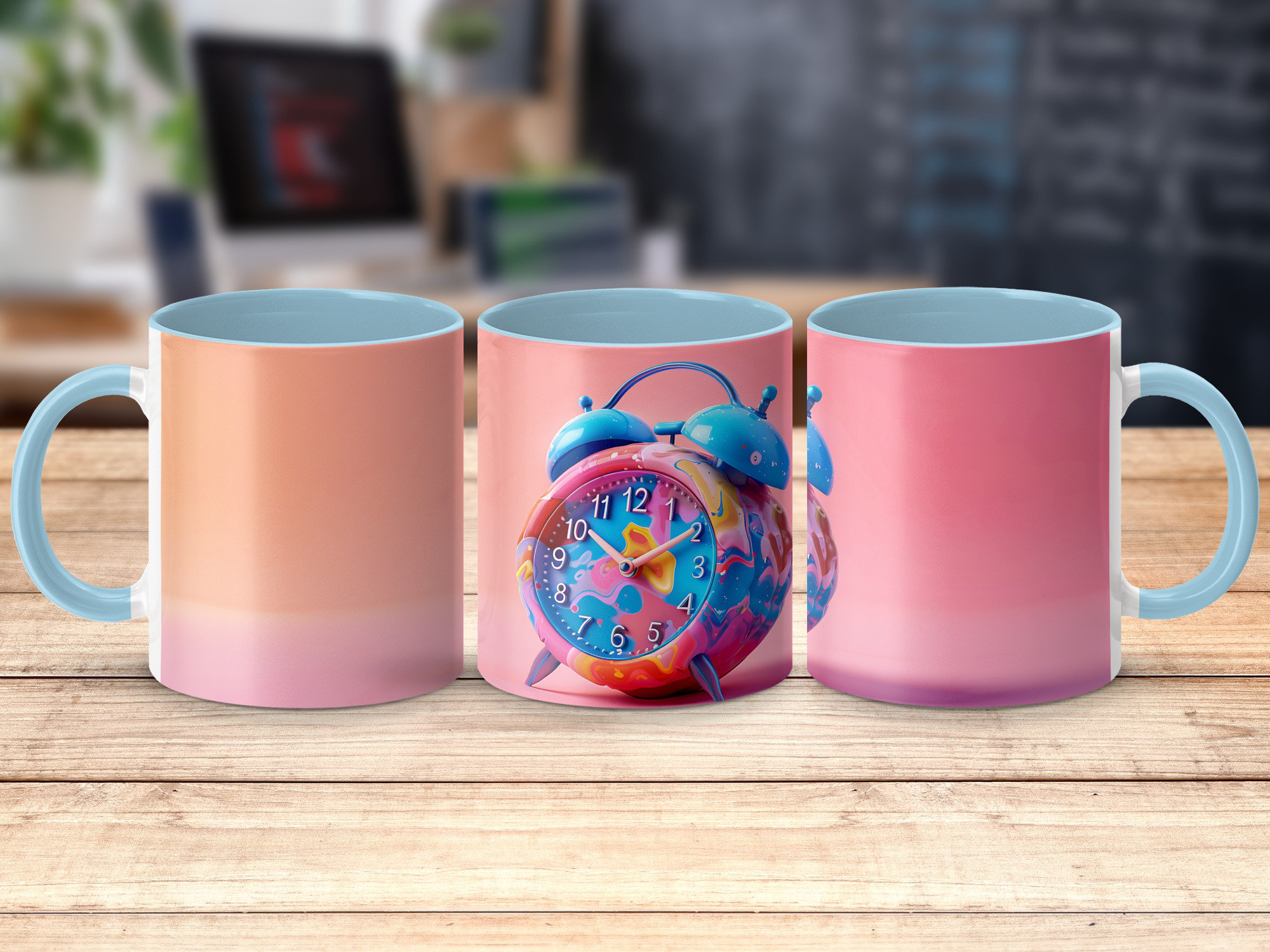 East Urban Home Colourful 3D Design 11oz Accent Mugs – White Ceramic ...