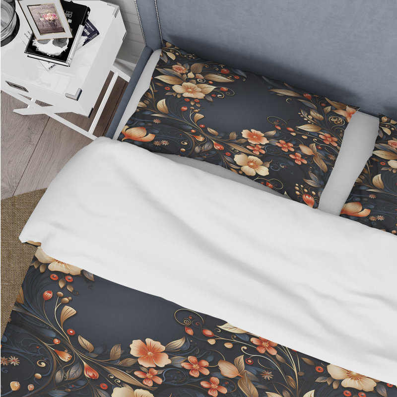 Ensemble de housse de couette à motif cachemire romantique Reverie, Housse de couette pour grand lit et 2 taies décor