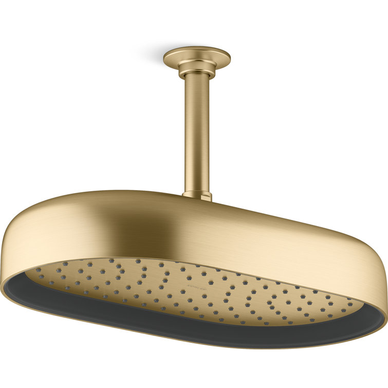 Statement 14" Single-Function Wall or Ceiling-Mount Round Rainhead, Oblong Rain Showerhead 2.5 GPM