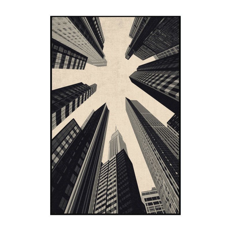 Machine Washable Orkan New York City Skyline Modern & Contemporary Checkered Rug in Gray – Black Binding, 2x4