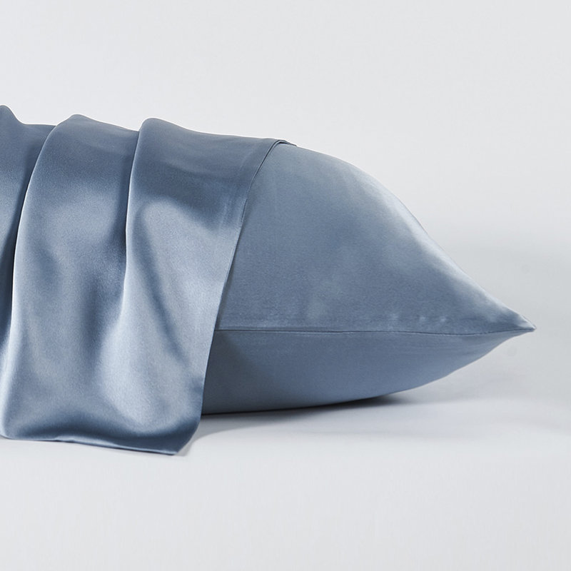 100% Mulberry Silk Pillowcase, Dusty Blue, Queen Pillowcase