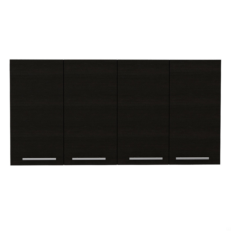 Armoire murale 120, quatre portes, deux armoires, deux tablettes - noir, Noir
