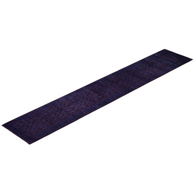 Overdyed Hand-Knotted Wool Modern-Contemporary Purple Runner 2' 7" x 14' 0"