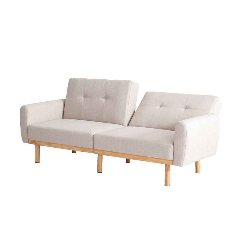 Canapé-lit simple convertible de 79,3 po Gabouray, Lin beige