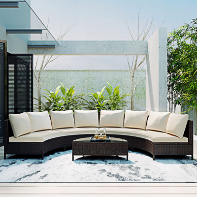 Ensemble de canapé modulaire en rotin et osier 5 pièces 5 pièces PE
