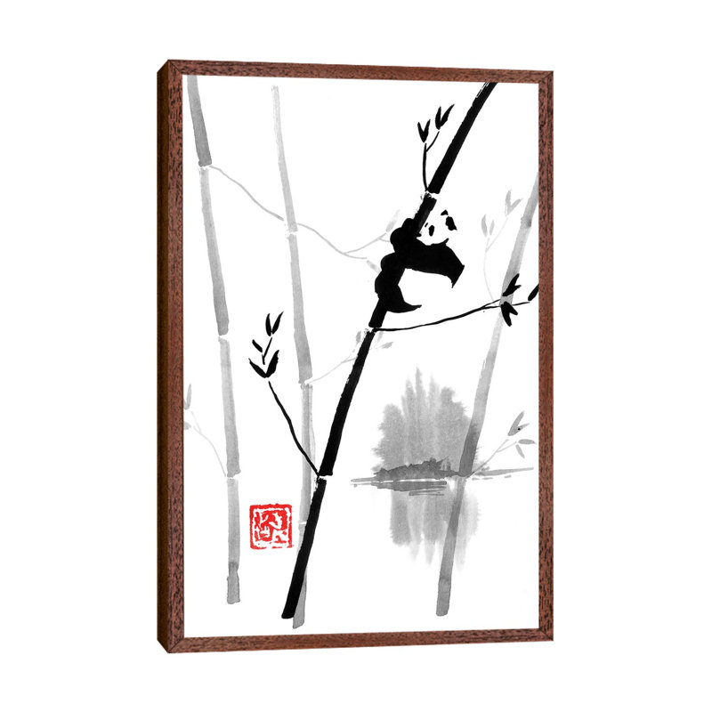 Panda In The Tree II by Péchane - Print on Canvas, Classic Brown Wood Framed, 152.5 cm H x 101.5 cm W