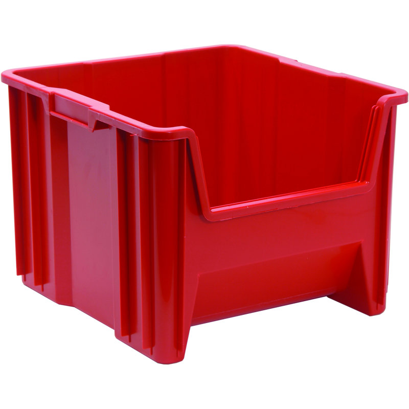 Container, stacking, 17-1/2" x 16-1/2" x 12-1/2", injection molded high density polypropylene, six 1/4" drill hole pattern on bottom allows for easy hole insertion for drainage and air circulation, Made in USA, case of 2