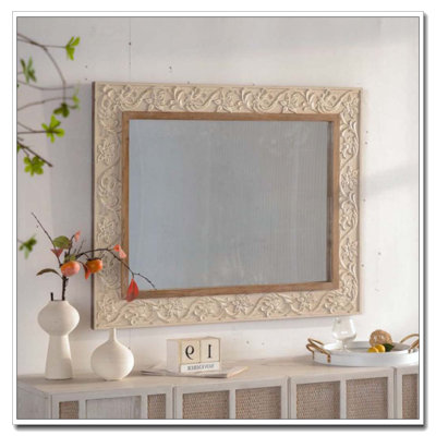 Vintage Carved Pattern Rectangular Wall Mirror