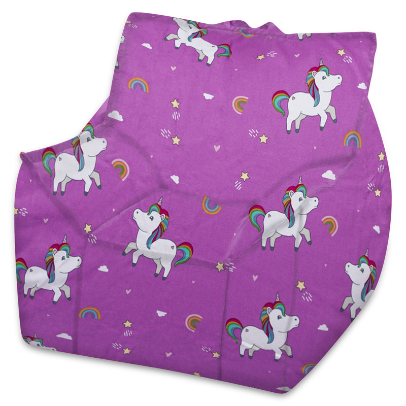 Fauteuil à billes Posh Creations, Licornes arc-en-ciel - Toile