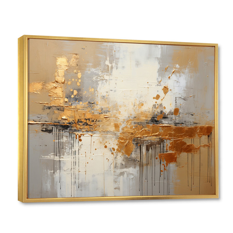 Isay Golden Gleam III - imprimé, H 30 po x l 40 po, Cadre flottant doré